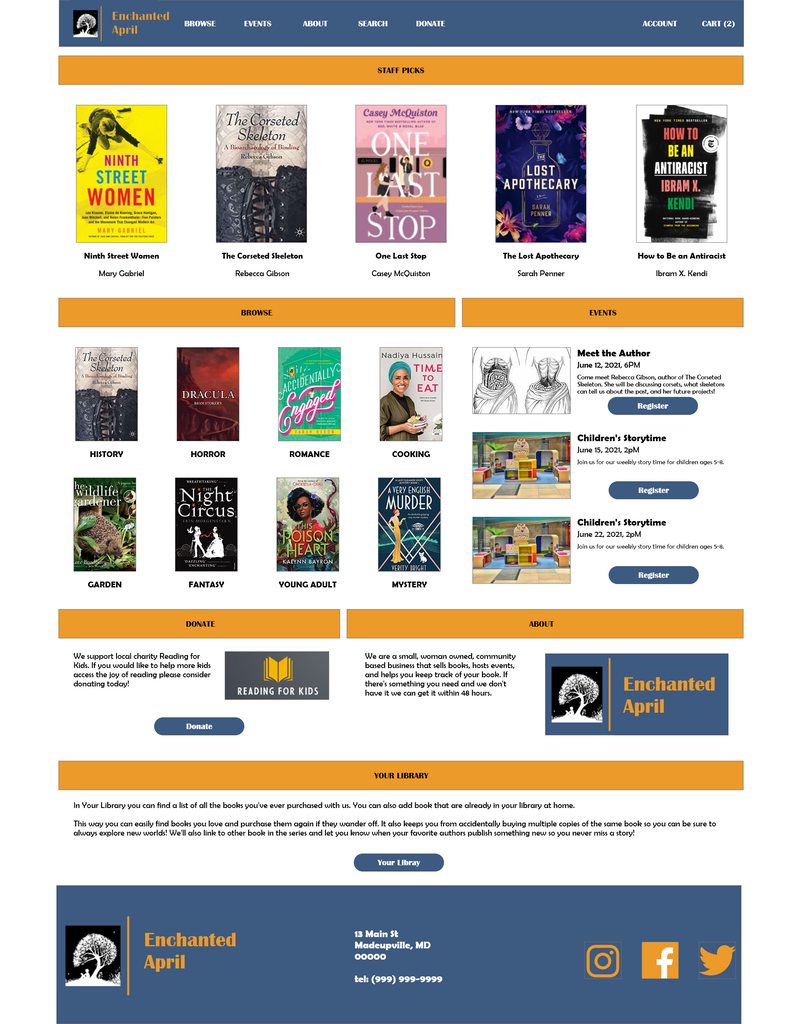 Enchanted April Bookstore homepage