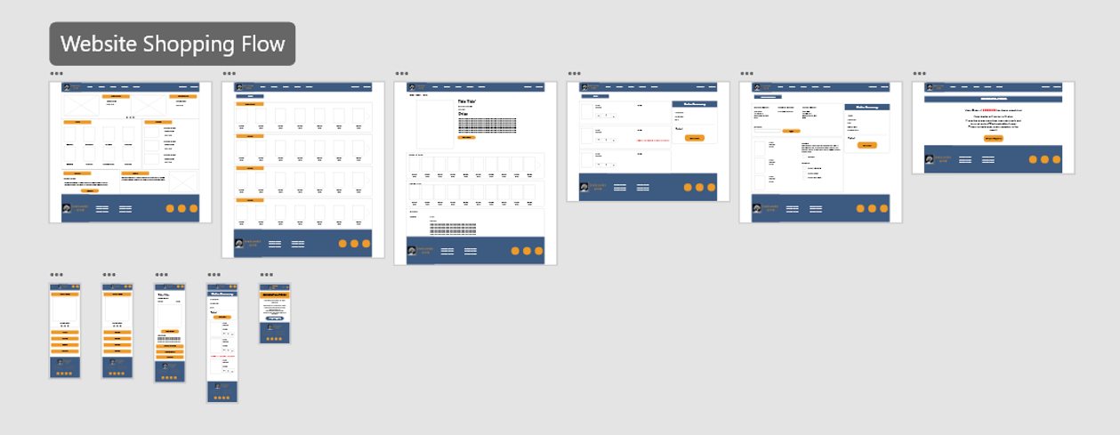 Low fidelity digital wireframes for the bookstore check out process