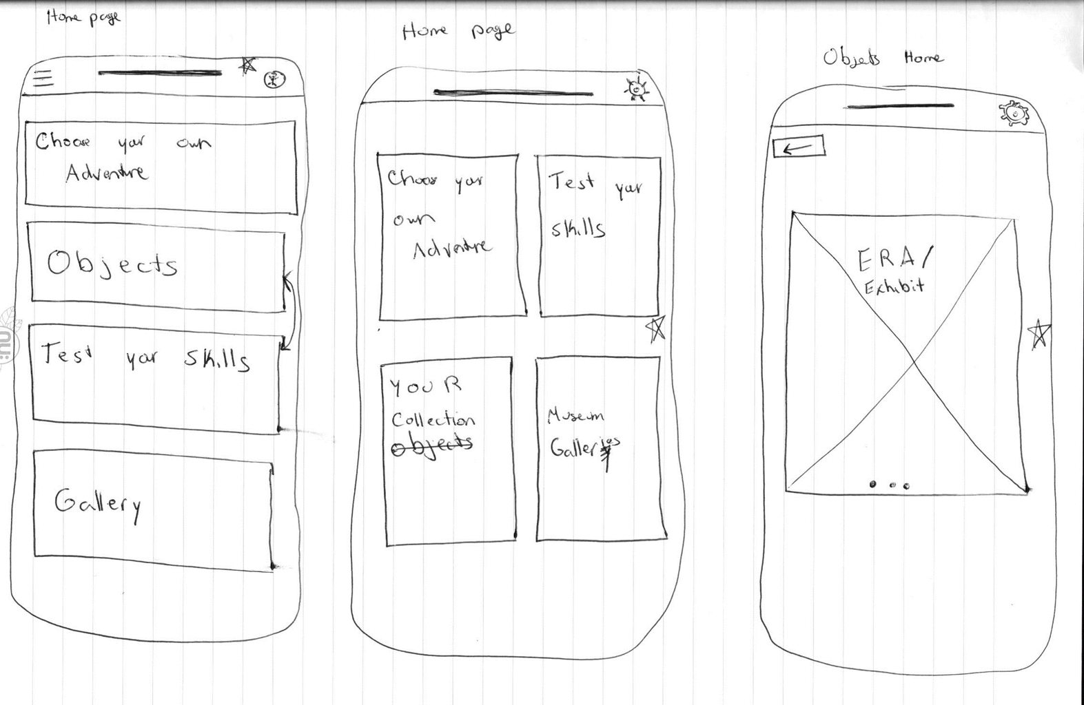 pen and paper wireframes